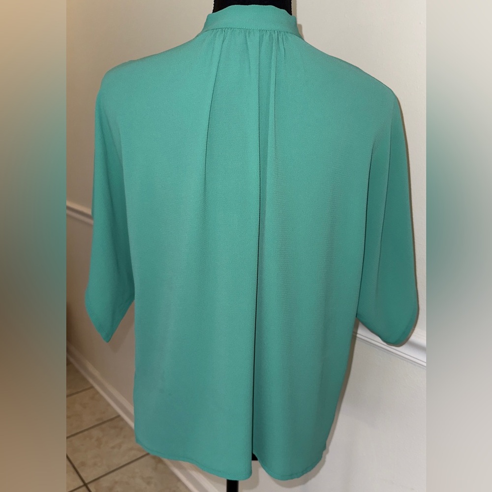 Mint Green Tie-Neck Blouse – Flowy & Chic - Picture 6 of 7